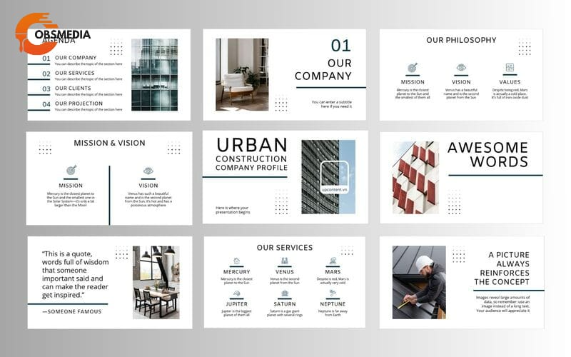 Trang đôi của profile công ty công nghệ, có nhiều biểu đồ, số liệu và icon minh họa cho năng lực kỹ thuật